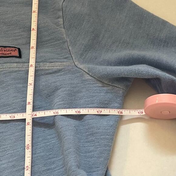 Vineyard Vines Cotton Sunwashed Blue Funnel Neck Relaxed Shep Shirt/Sweatshirt - Picture 11 of 12